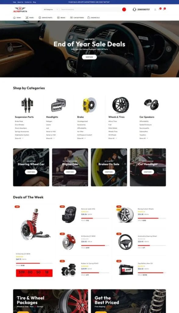 Auto Parts Store and Tools Shop WooCommerce eCommerce Elementor WordPress Theme