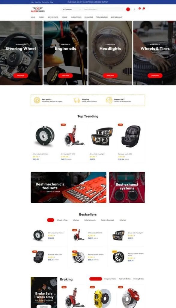 Auto Parts Online Store - Auto Parts Shop WordPress Elementor Theme