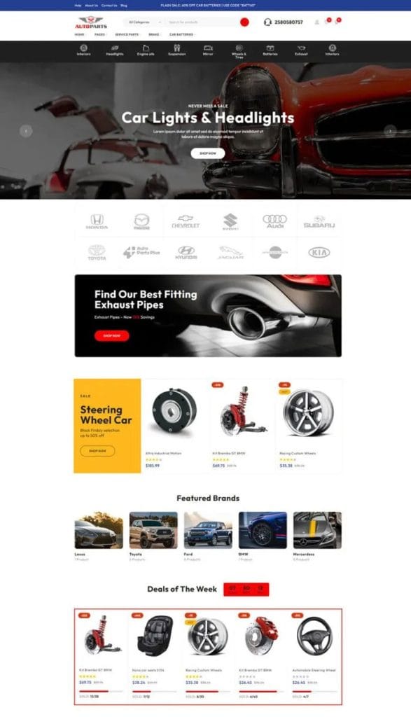 Auto Parts Store and Tools Shop WooCommerce eCommerce Elementor WordPress Theme