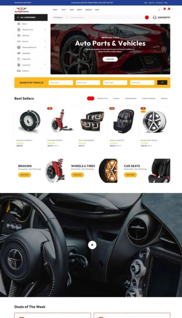 Auto Parts Online Store - Auto Parts Shop WordPress Elementor Theme