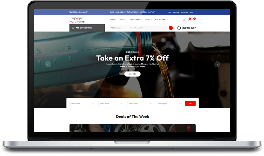 Auto Parts Store and Tools Shop WooCommerce eCommerce Elementor WordPress Theme